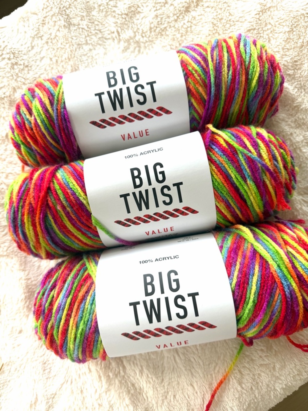 Big Twist Value Acrylic Yarn: 3 skeins in Roller Pink